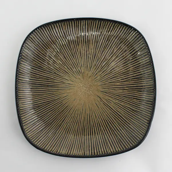 Target Brown Lotus Leaf Patterned Square Ceramic Plates 8.5"