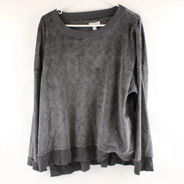 Secret Treasures Gray Fuzzy Long-Sleeved Pajama Top Women's XL 16-18