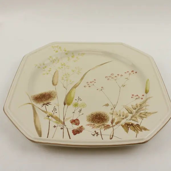 Lot Of 3 Mikasa Ferndale Pattern Square Ceramic Plates (2 Dinner, 1  Salad)