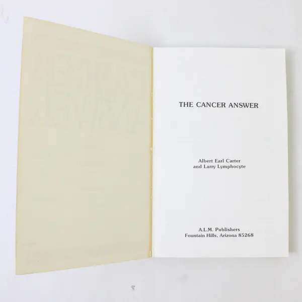 VTG The Cancer Answer Albert Earl Carter Larry Lymphocyte 1988 Paperback Good