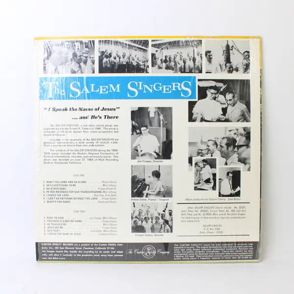 The Salem Singers I Speak The Name of Jesus and  He's  There 12" Vinyl Record