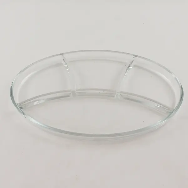 Clear Glass 4-Compartment Divided Serving Tray 12x8.5in