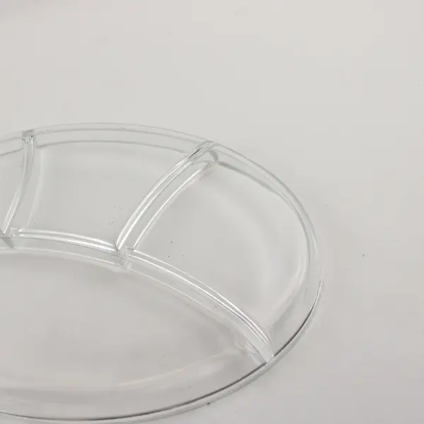 Clear Glass 4-Compartment Divided Serving Tray 12x8.5in