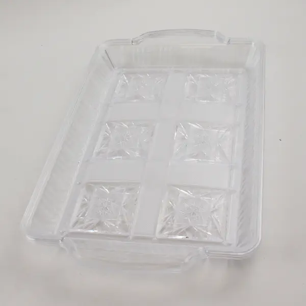 Lot of 2 Vintage Clear Plastic Starburst Trays Serving Display