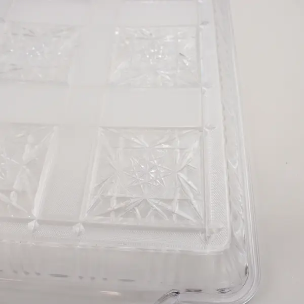 Lot of 2 Vintage Clear Plastic Starburst Trays Serving Display