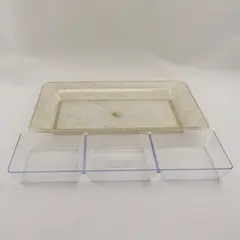 Lot of 2 Serving Trays - Clear 3-Section & Gold Glitter Plastic