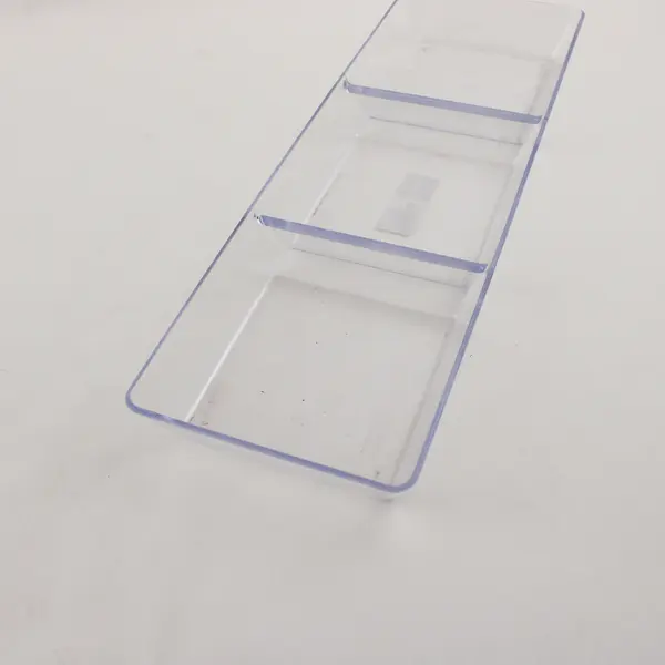 Lot of 2 Serving Trays - Clear 3-Section & Gold Glitter Plastic