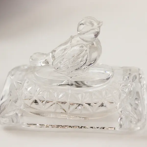 Hofbauer The Byrdes Collection Clear Glass Crystal Trinket Box 3" x 1.75" x 2.5"