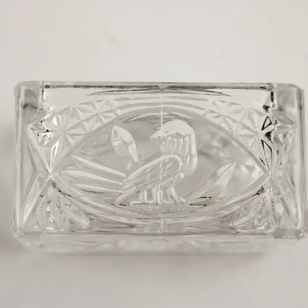 Hofbauer The Byrdes Collection Clear Glass Crystal Trinket Box 3" x 1.75" x 2.5"