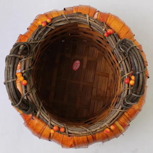 Pumpkin Shaped Woven Basket Fall Decor Rustic Farmhouse Mantel Accent