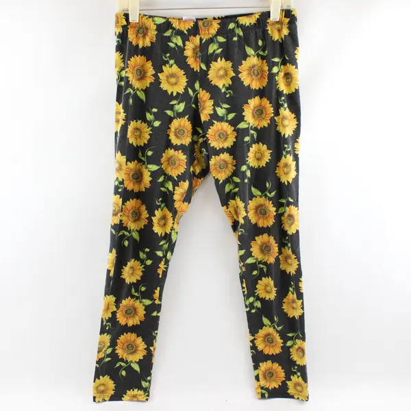 No Boundaries Sunflower Print Gray Leggings Juniors Large 11-13