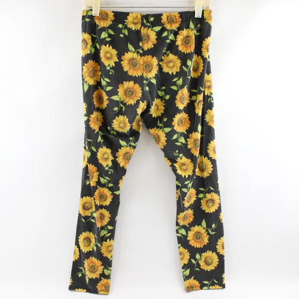 No Boundaries Sunflower Print Gray Leggings Juniors Large 11-13