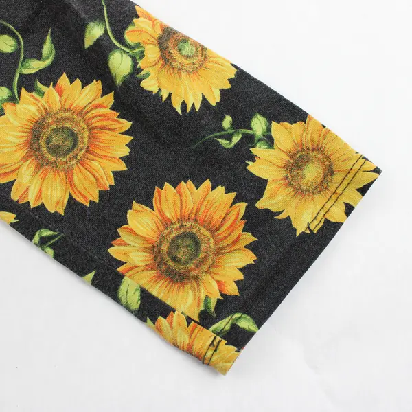 No Boundaries Sunflower Print Gray Leggings Juniors Large 11-13