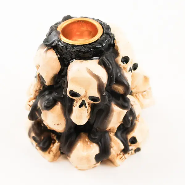 Set of 2 Gothic Stacked Skull Candle & Incense Holders Halloween