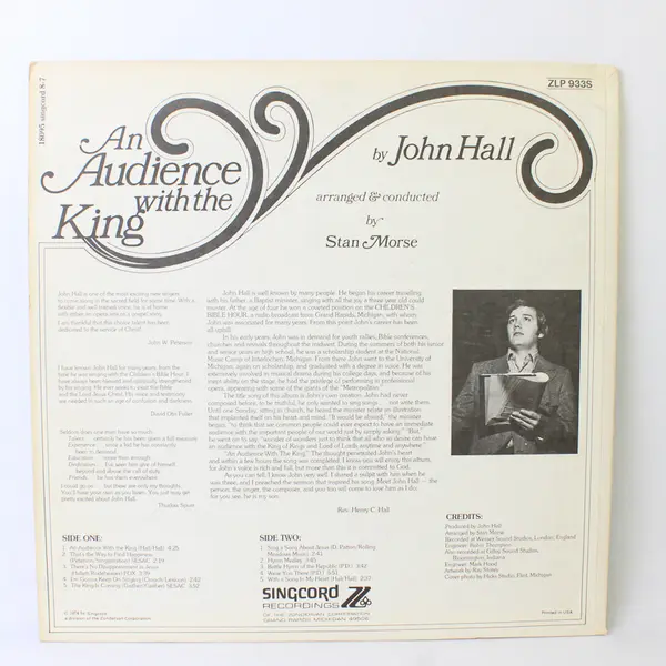 John Hall An Audience With the King 12" Vinyl Record