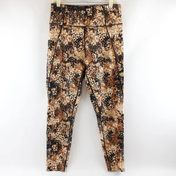 Nine West Active Black Brown and Beige Leggings Women's Large