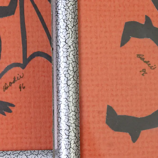 Lot of 2 Halloween Pictures Bat & Witch Seasonal Decor Collectible