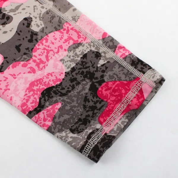 Live Breathe Fight Gray and Pink Camo Print Activewear Leggings Women's Medium