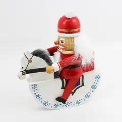 Kurt S Adler Santa’s World Santa Nutcracker Riding A Rocking Horse Red Hat