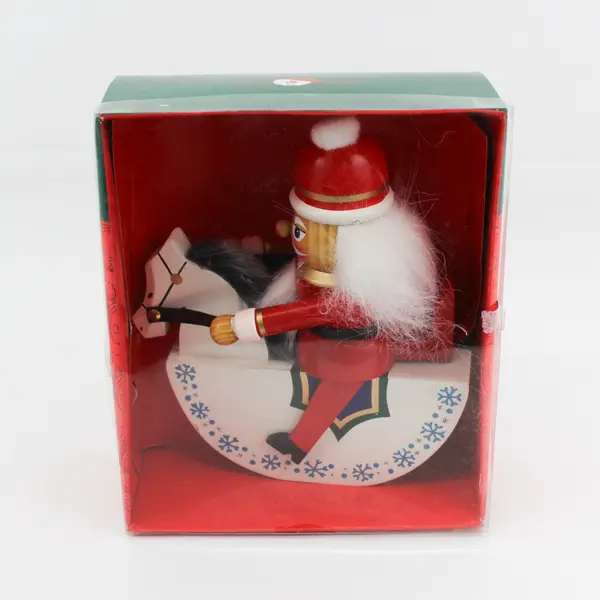 Kurt S Adler Santa’s World Santa Nutcracker Riding A Rocking Horse Red Hat