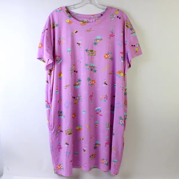 Joyspun Beach-Themed Short-Sleeved Sleepshirt Women's L-XL