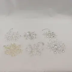 Lot of 6 Clear Crystal-Look Plastic Snowflake Ornaments