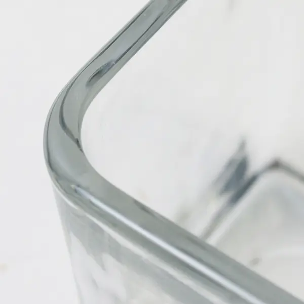 Lot Of 4 Unbranded Matching Clear Glass Cubed/Rectangle Glasses 3.25" Tall