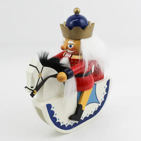 Kurt S Adler Santa’s World Santa Nutcracker Riding A Rocking Horse Gold Crown