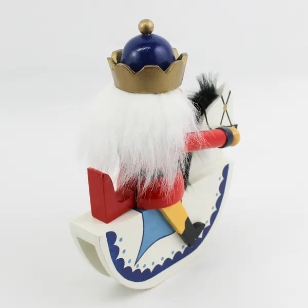 Kurt S Adler Santa’s World Santa Nutcracker Riding A Rocking Horse Gold Crown