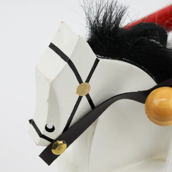 Kurt S Adler Santa’s World Santa Nutcracker Riding A Rocking Horse Gold Crown