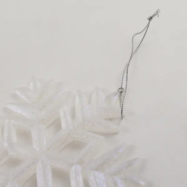 Lot of 4 Frosted White Snowflake Ornaments Holiday Tree Decor