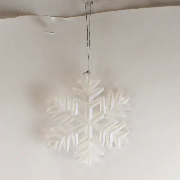 Lot of 4 Frosted White Snowflake Ornaments Holiday Tree Decor