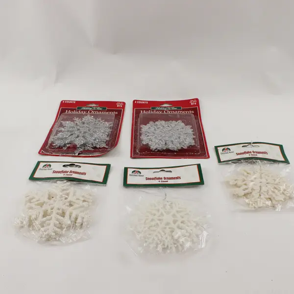 Lot of 5 Pkgs (20) Glitter Snowflake Ornaments New Holiday Decor