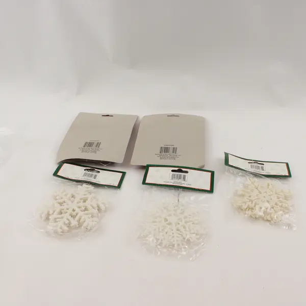 Lot of 5 Pkgs (20) Glitter Snowflake Ornaments New Holiday Decor