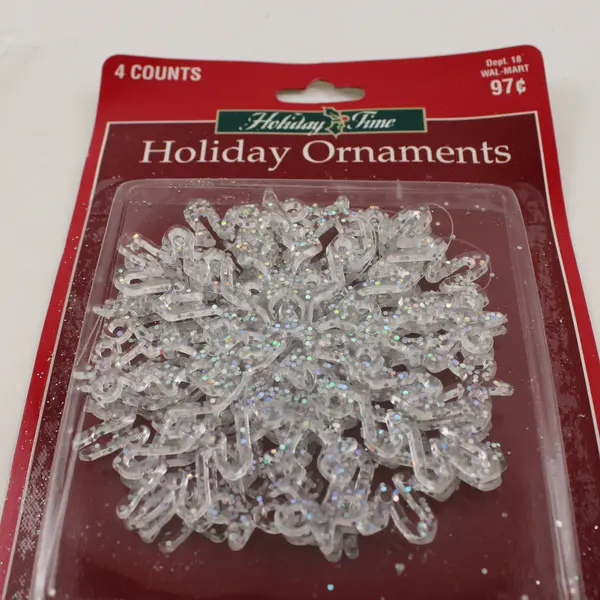 Lot of 5 Pkgs (20) Glitter Snowflake Ornaments New Holiday Decor