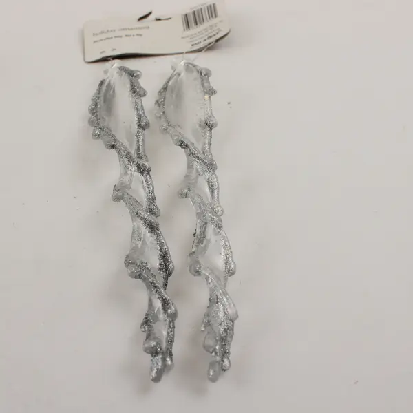 Lot of 4 White Christmas Ornaments - 3 Bead Garlands & 1 Icicle