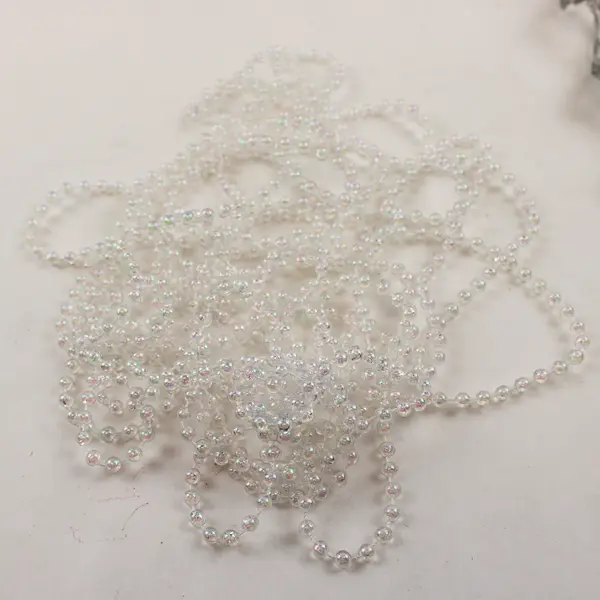 Lot of 4 White Christmas Ornaments - 3 Bead Garlands & 1 Icicle