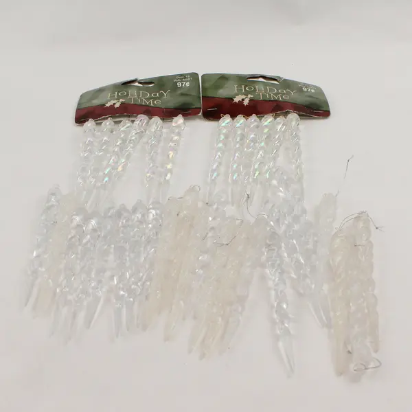 Lot of 35 Small Frosted & Clear Icicle Ornaments - Holiday Decor