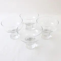 Lot Of 4 Unbranded Unmarked Matching Clear Glass Candle Holding Cups 3.5" Tall