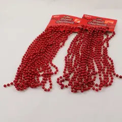 Lot of 2 Red Bead Garlands Holiday Christmas Tree Decor New