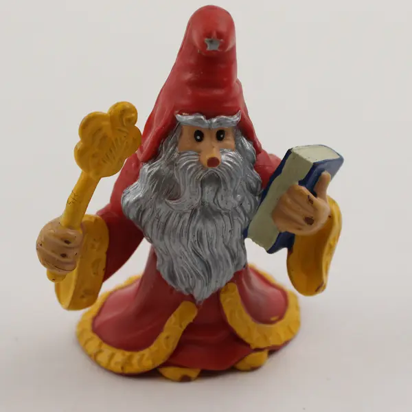 Red Wizard Figurine w/ Scepter & Book - Fantasy Collectible 3in