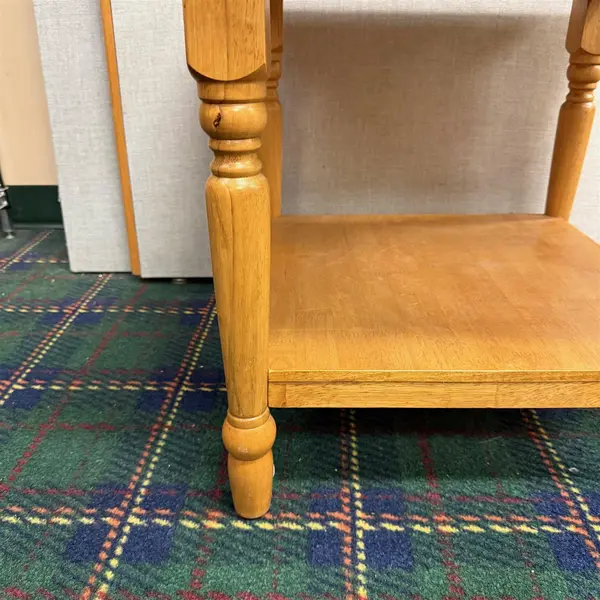 Medium Wood Square End/Side Table Spindle Legs 2011- Local Pickup Only