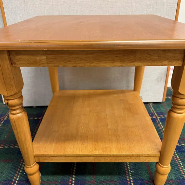 Medium Wood Square End/Side Table Spindle Legs 2011- Local Pickup Only