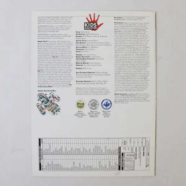 Kids Discover Magazine Space Exploration 2006 With Stamps Good Condition