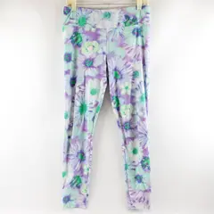 No Boundaries Purple and Green Floral Print Leggings Juniors Large 11-13
