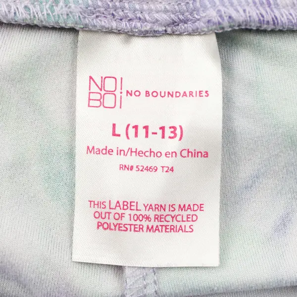 No Boundaries Purple and Green Floral Print Leggings Juniors Large 11-13