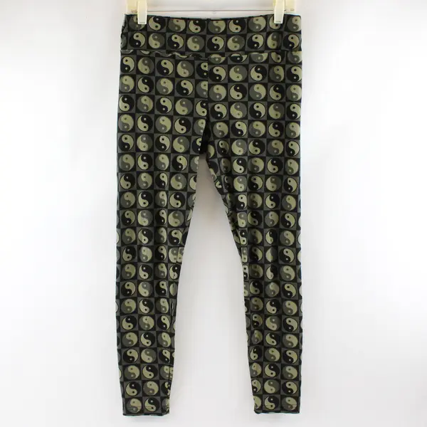 No Boundaries Green Yin & Yang Print Ankle  Leggings Juniors Large 11-13