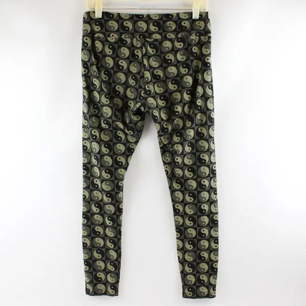 No Boundaries Green Yin & Yang Print Ankle  Leggings Juniors Large 11-13