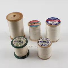 Lot of 5 White/Off-White Sewing Thread Spools for Quilting & Crafts