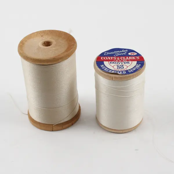 Lot of 5 White/Off-White Sewing Thread Spools for Quilting & Crafts